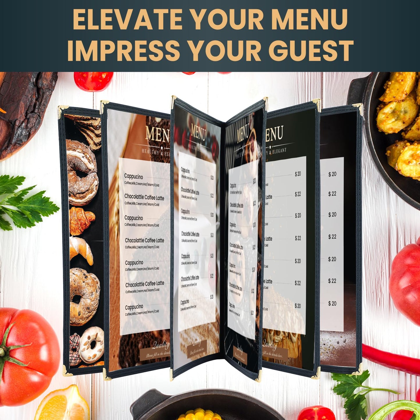 AMGSH 8.5 x 11 Inch Menu Covers, 10 Pack 6 Page 12 View Menu Sleeves Clear View Menu Holder for Kitchen, Restaurant Supplies, Drink, Wine Menu