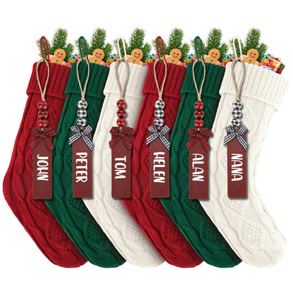 6PACK LumaBria18Inch Cable Knitted Personalized Christmas Stockings, Personalized Hanging Stockings for Holiday Party, Christmas Tree, and Family Home Decor in Red, White, Green