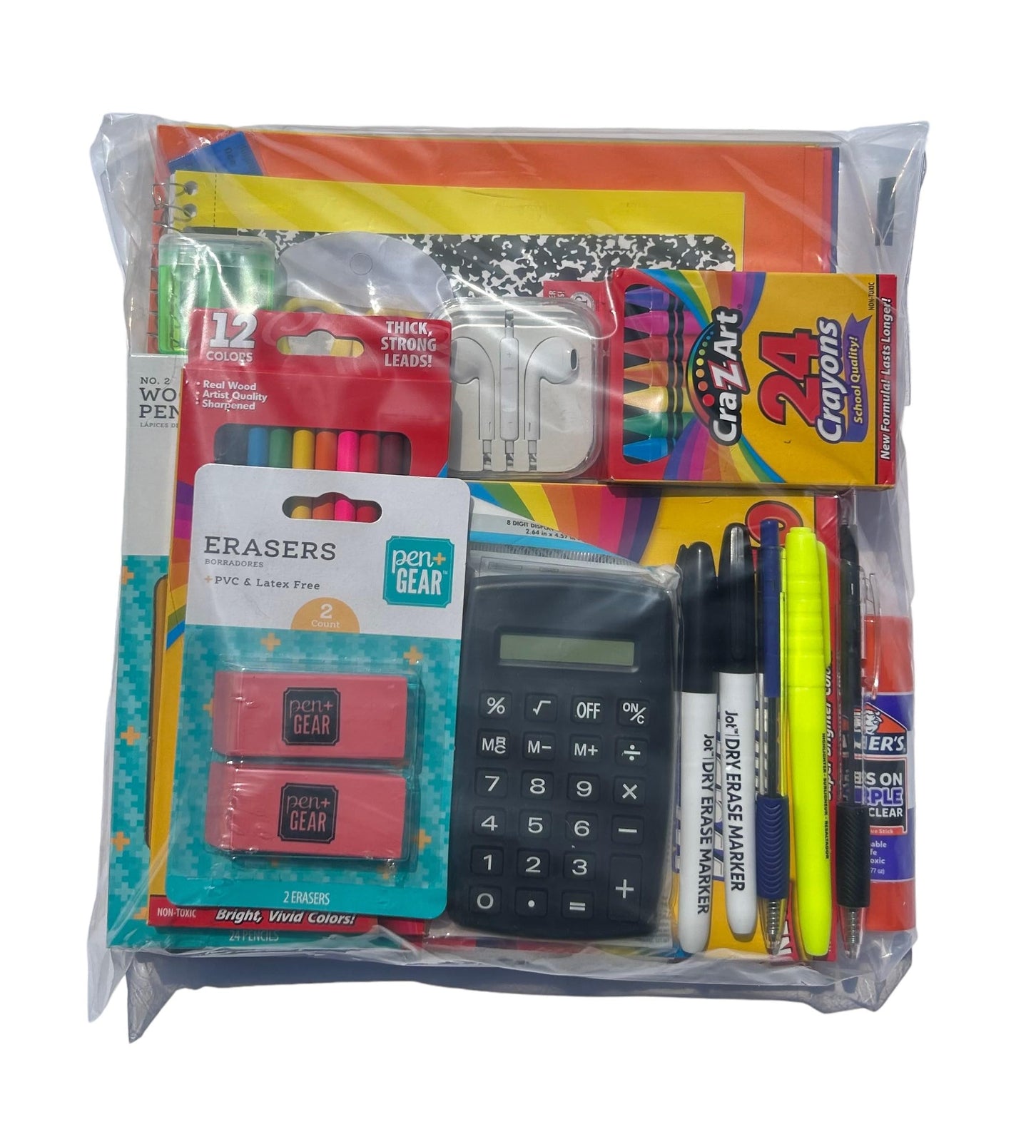 Back to School Supplies Essential Bundle - 4th Grade | 5th Grade | 6th Grade | 7th | 8th Grade Notebook, Folders,Headphones, Markers, Glue, Ruler, Crayons by SCHOOL SUPPLIES OF THE CAROLINAS