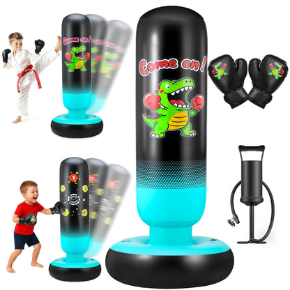 EIVONDA Punching Bag for Kids 65" Inflatable Dinosaur Kids Punching Bag with Boxing Gloves Boxing Bag Set with Pump Dinosaur & Hitting Target Pattern 2 in 1 Birthday Gifts for Boys & Girls Age 3-12