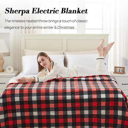 Westinghouse Heated Throw Blanket, Flower Jacquard Electric Blanket Throw with 6 Heating Levels and 2-10 Hours Auto-Off, Flannel to Sherpa Super Cozy Heated Blanket, Machine Washable (50" x 60" Beige)