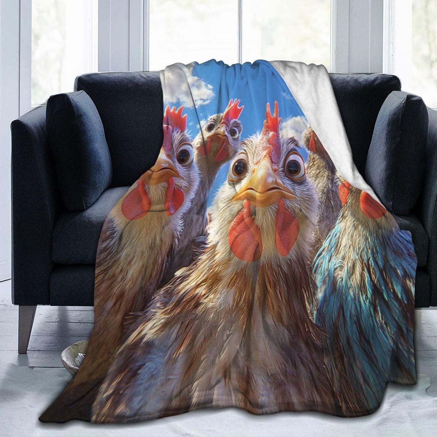 Funny Rooster Blanket Gifts for Girls Boys Adults Chiken Fleece Blankets Soft Warm Farmhouse Animal Roosters Themed Throw Cozy Flannel Plush Stuff Throws for Kids Men Women Bed Couch Decor 50"x40"