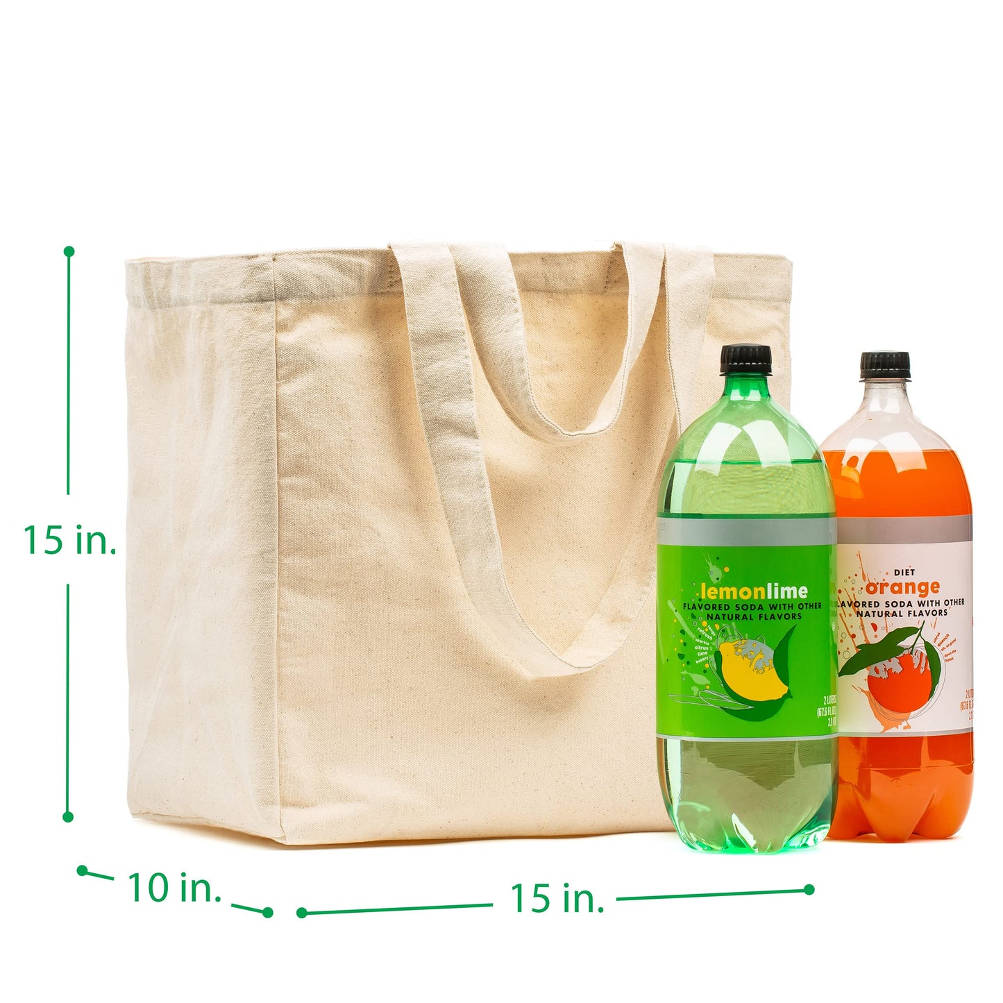 VeraMia 3pc Canvas Grocery Bags with Pockets, Shoulder Straps - Foldable, Washable Heavy Duty Tote