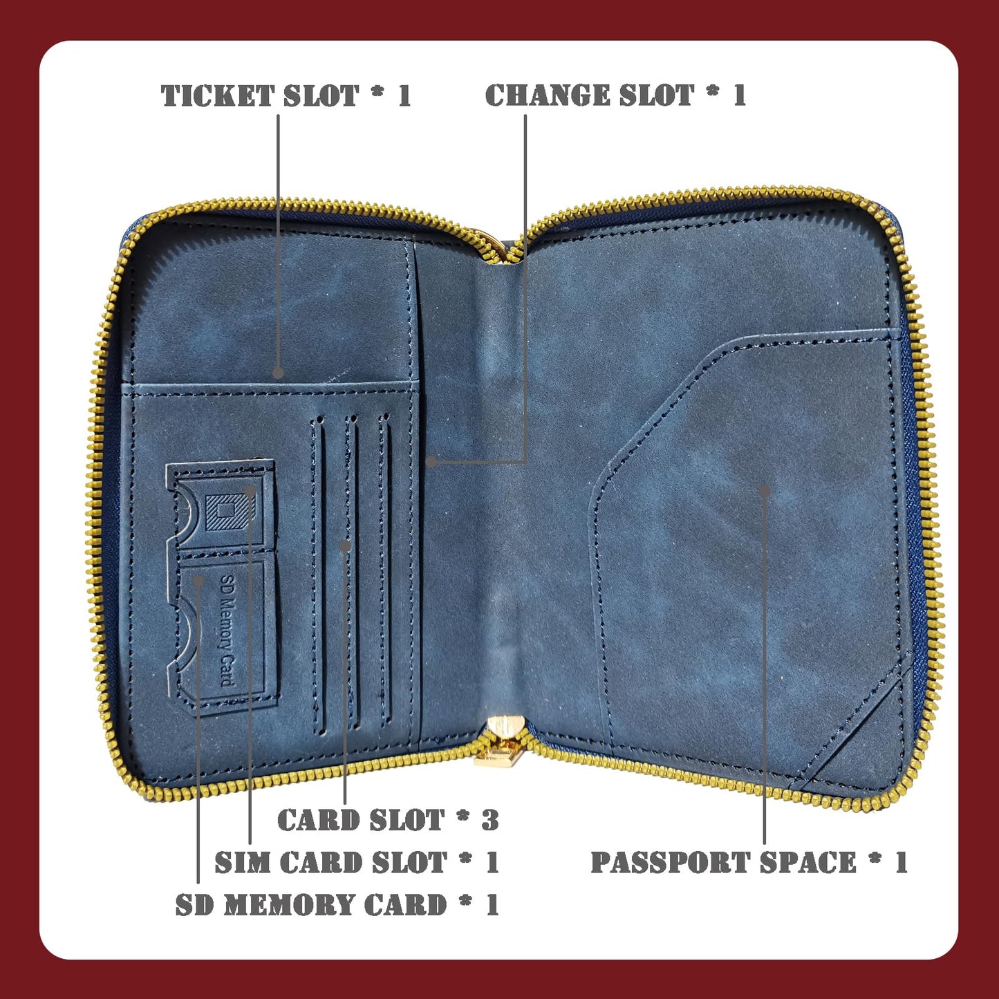 Passport Holder with Tether and Carabiner Clip to Prevent Loss and Theft, Rfid Passport Holder for Travel, Passport Cover, Wallet & Case for Men and Women (Blue - Tether and Carabiner)