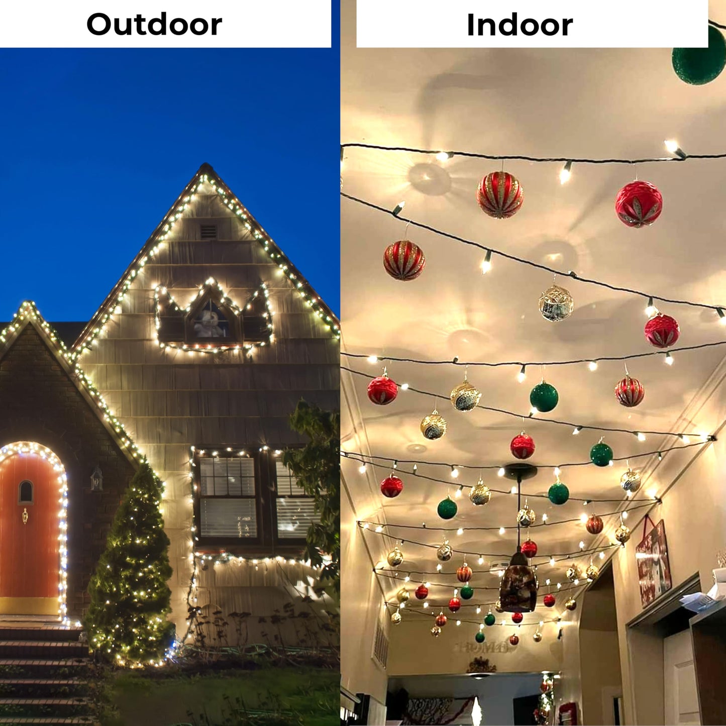 Holiday Essence Christmas LED Lights 100 Cool White String Lights for Indoor and Outdoor Decorative Use, Holiday and Tree Decor, Patio Hanging Lighting Decorations, Green Wire, 26.9 Ft, UL Certified