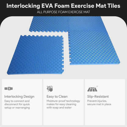 BalanceFrom 1" Extra Thick Puzzle Exercise Mat with EVA Foam Interlocking Tiles for MMA, Exercise, Gymnastics and Home Gym Protective Flooring (Blue)