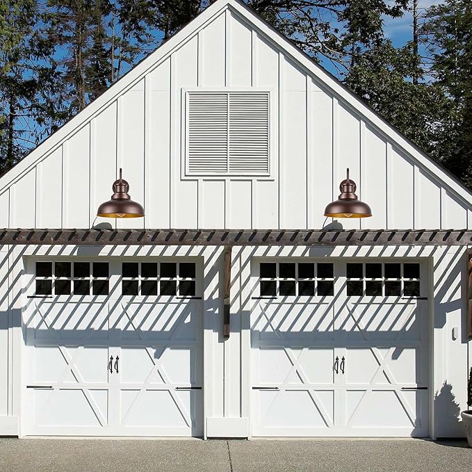 Outdoor Gooseneck Barn Lights Outdoor Wall Sconces Farmhouse Exterior Wall Mount Light Vintage Wall Lighting Fixture Industrial Bronze Lantern for Porch Entryway Garage Patio, 2 Pack