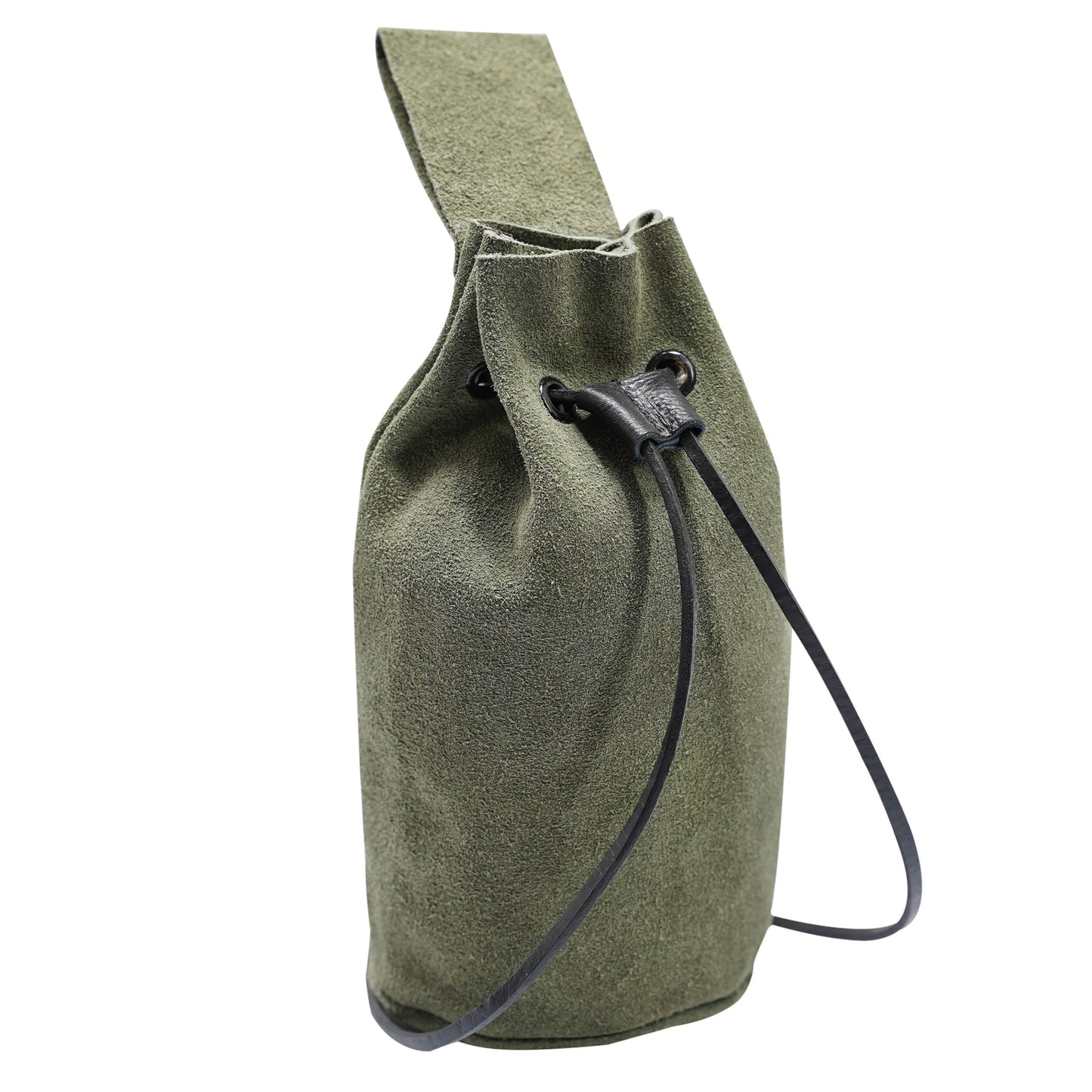 Mythrojan Drawstring Belt Bag Renaissance Costume Accessories Medieval Suede Leather Purse Viking Coin Jewelry Pouch Waist Bag for LARP, Festivals, Renfaire, Reenactments Green- 8" x 6.5"