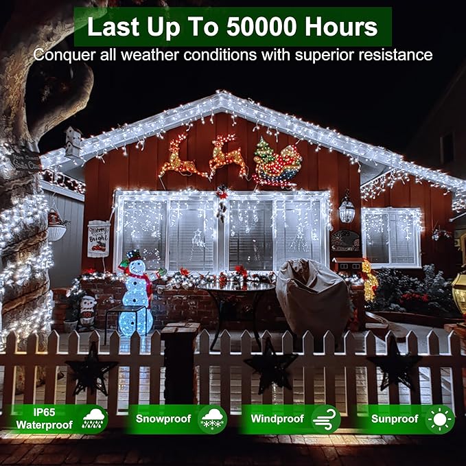 1620 LED Christmas Lights with 360 Drops,164ft 8 Modes Fairy Hanging String Lights with Timer Waterproof, Plug-in Hanging String Lights for Outdoor Holiday Wedding Party Christmas Decor (Cool White)