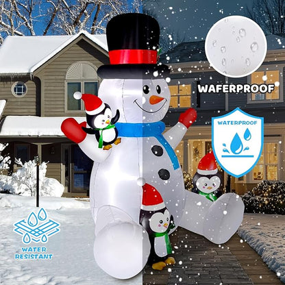 6 FT Christmas Snowman & Penguin Inflatable Blow Ups Outdoor Christmas Decorations with LED Lights for Indoor/Outdoor Yards, Gardens, Lawns