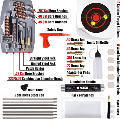 Gun Cleaning Kit - Pistol & Rifle Cleaner for .22, .357, 9mm, .40, .45 Caliber | Portable Case & Accessories