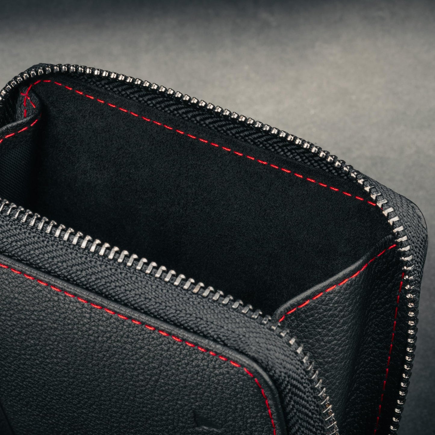 TORRO Leather Card Holder with Coin Case – RFID Blocking Premium Leather Credit Cardholder with Zipped Coin Pouch (Black with Red Detail)
