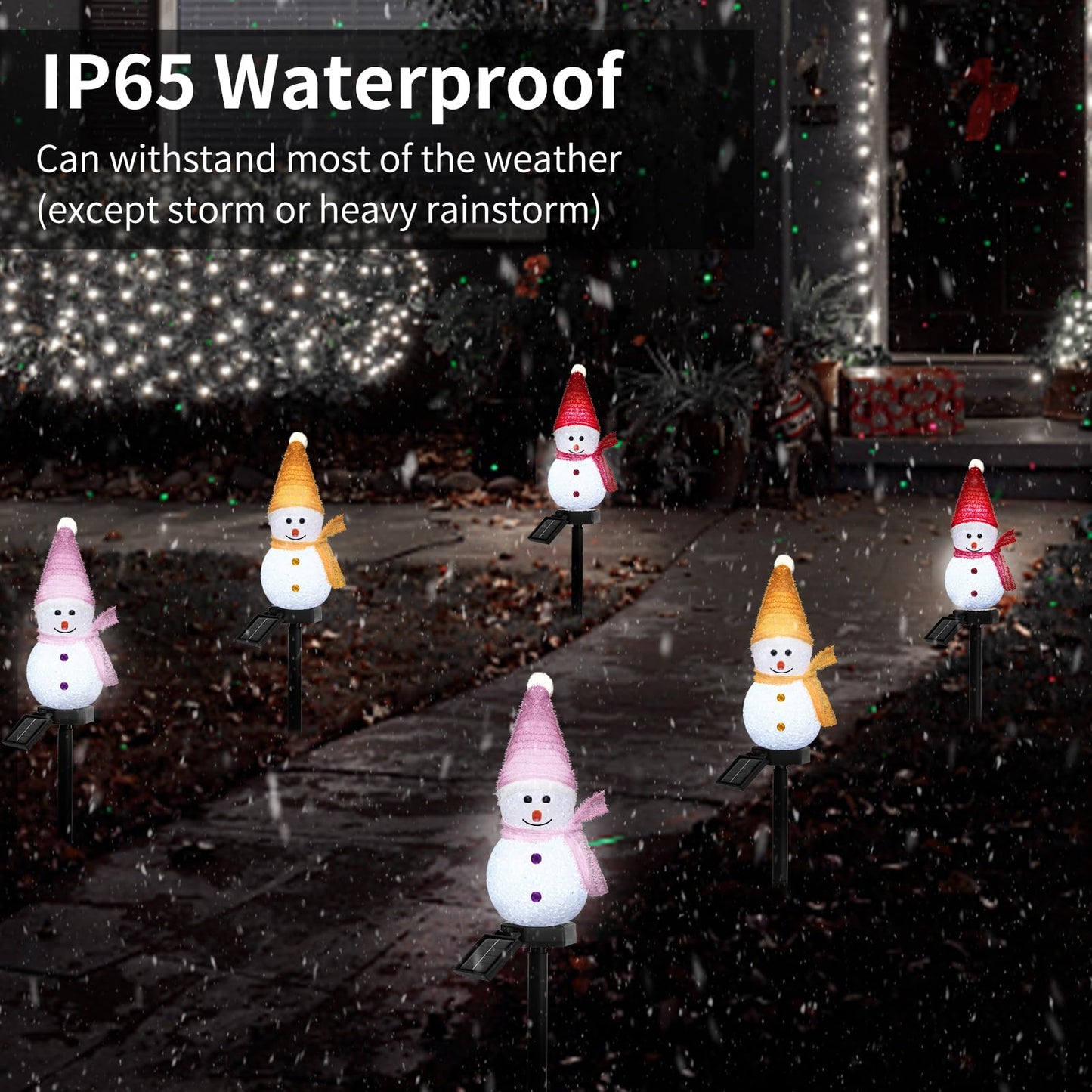 Christmas Pathway Lights Outdoor Snowman Pathway Lights Outdoor Solar Christmas Decorations 3 Pack Solar Pathway Lights Waterproof Snowman Decorations for Garden Yard Decor