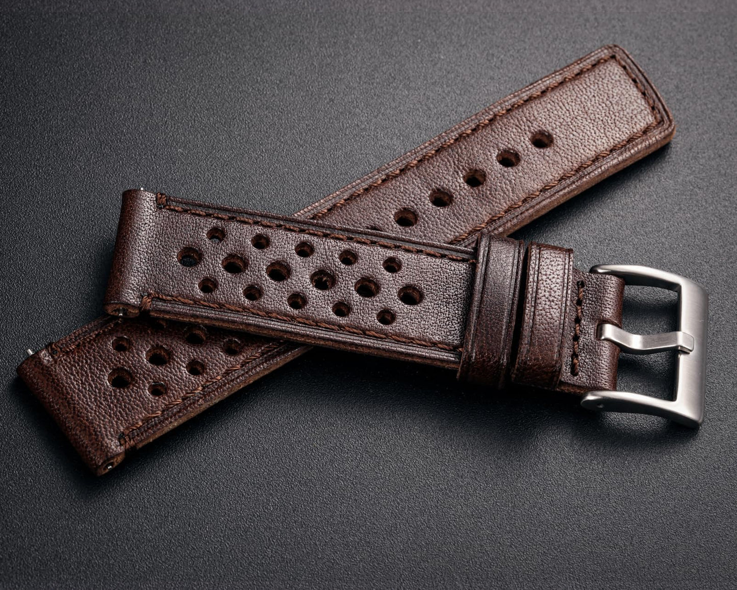 Quick Release Watch Band, Genuine Perforated Leather Watch Strap - Replacement 18 20 22 24mm Watch Bands for Women & Men - Stainless Steel Buckles - Compatible with Regular & Smart Watch Bands