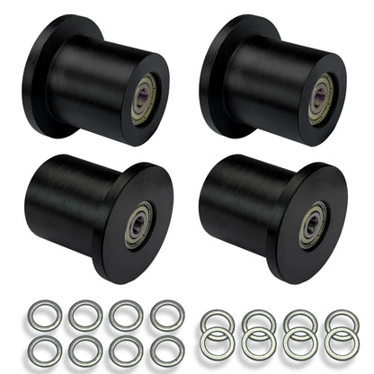 DAFORE Upgraded Machined Wheels/Rollers Compatible with Total Gym GR8FLEX,Replacement Parts for XLS,XL,FIT,Some 3000XL,The Bearing Bore Diameter is 6mm,4Pcs