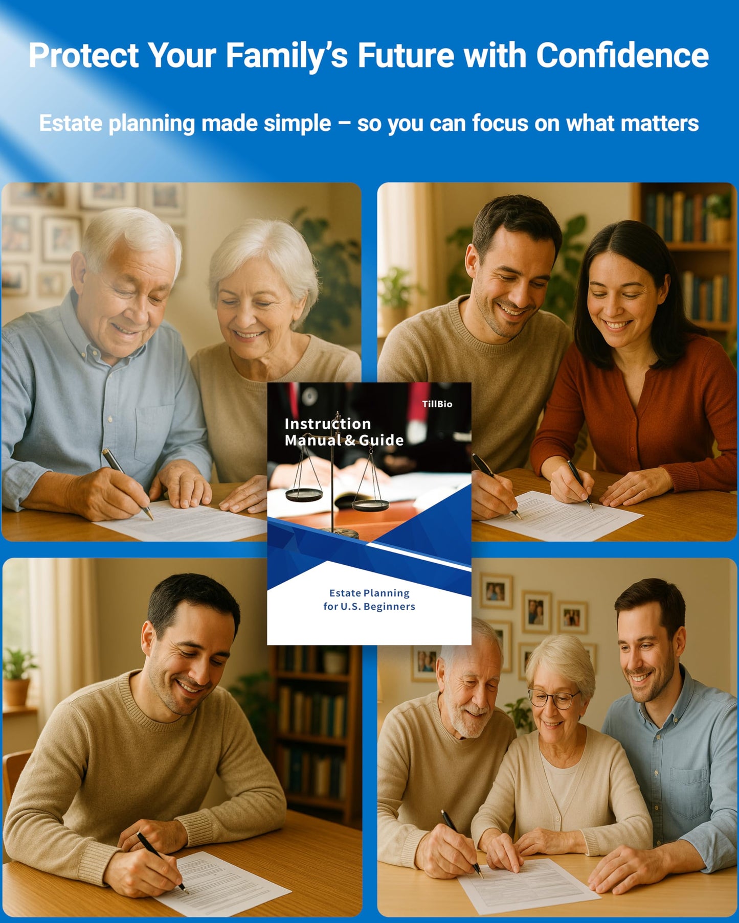 TillBio 2026 4-in-1 Estate Planning Kit – Includes Last Will, Living Trust & Power of Attorney Forms – Lawyer-Prepared Templates with Instructions – Valid in All 50 States（3pcs）