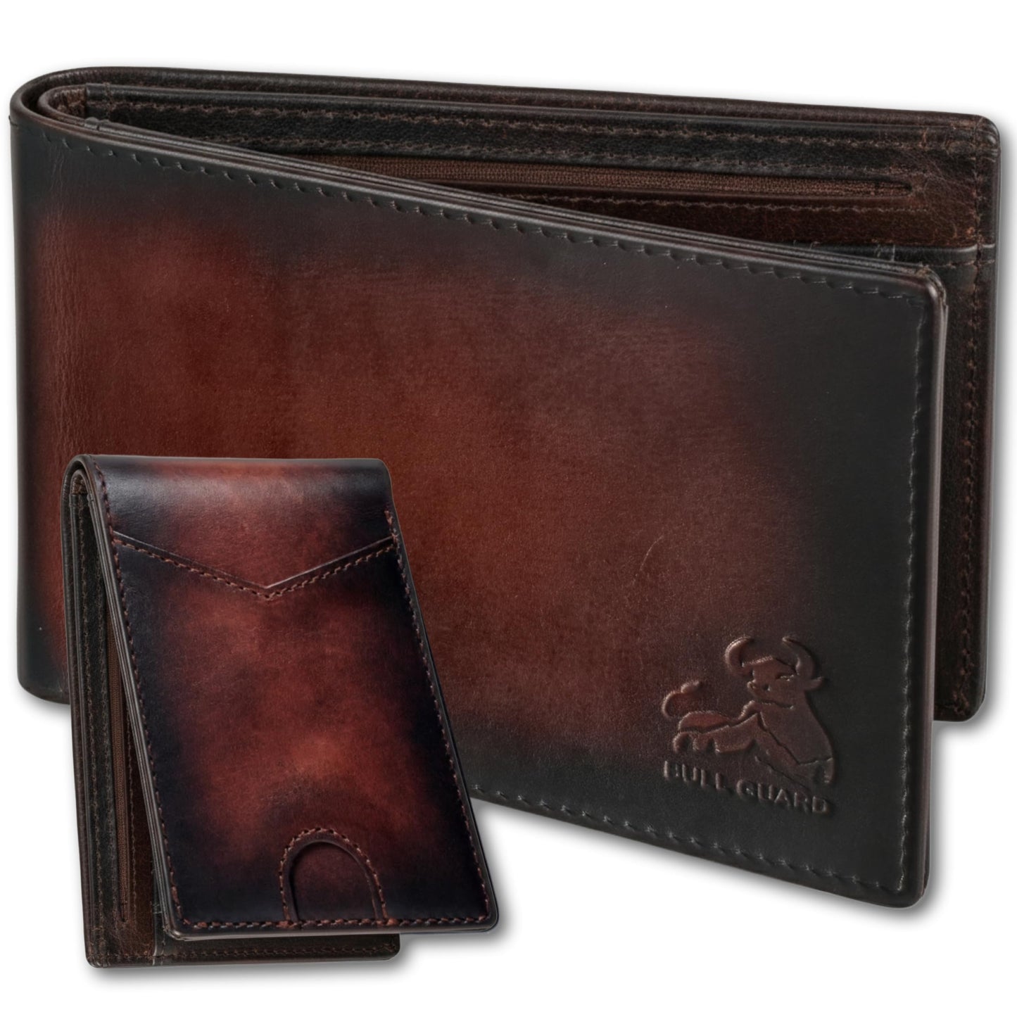 BULL GUARD Bifold Leather Wallet Slim No Air Tag