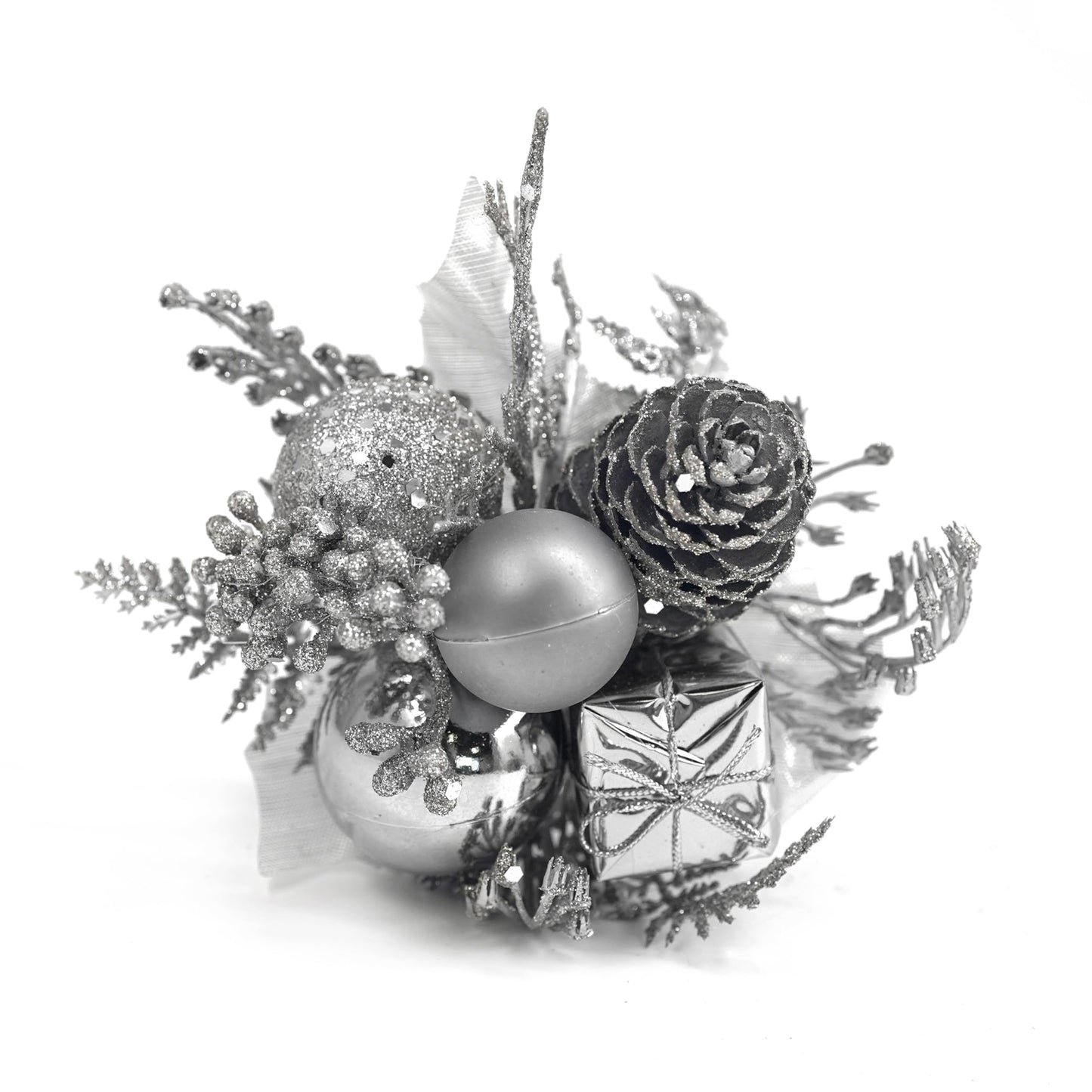 Riverbyland Artificial Plants 8" Christmas Tree Picks Silver Floral Spray Decorations 3 PCS