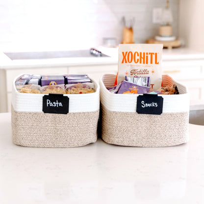 NaturalCozy Storage Baskets 16.8”x13”x7.6” Cotton Rope Woven Baskets for Organizing 3-Pack | Toy Storage Bins | Basket for Shelves, Laundry, Blanket, Clothes, Closet, Kitchen, Bathroom, Gifts