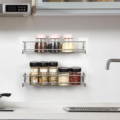 Lonian Spice Rack Organiser, 2-Tier Spice Shelf Storage Racks Wall Mounted for Kitchen Cabinet Pantry Door