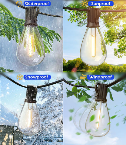 luckystyle 120FT LED Outdoor String Lights with 30+2 Edison Shatterproof Waterproof Bulbs, 2700K Commercial Grade Patio Lights, Heavy Duty Outside Hanging Outdoor Lights for Garden Porch Deck Decor