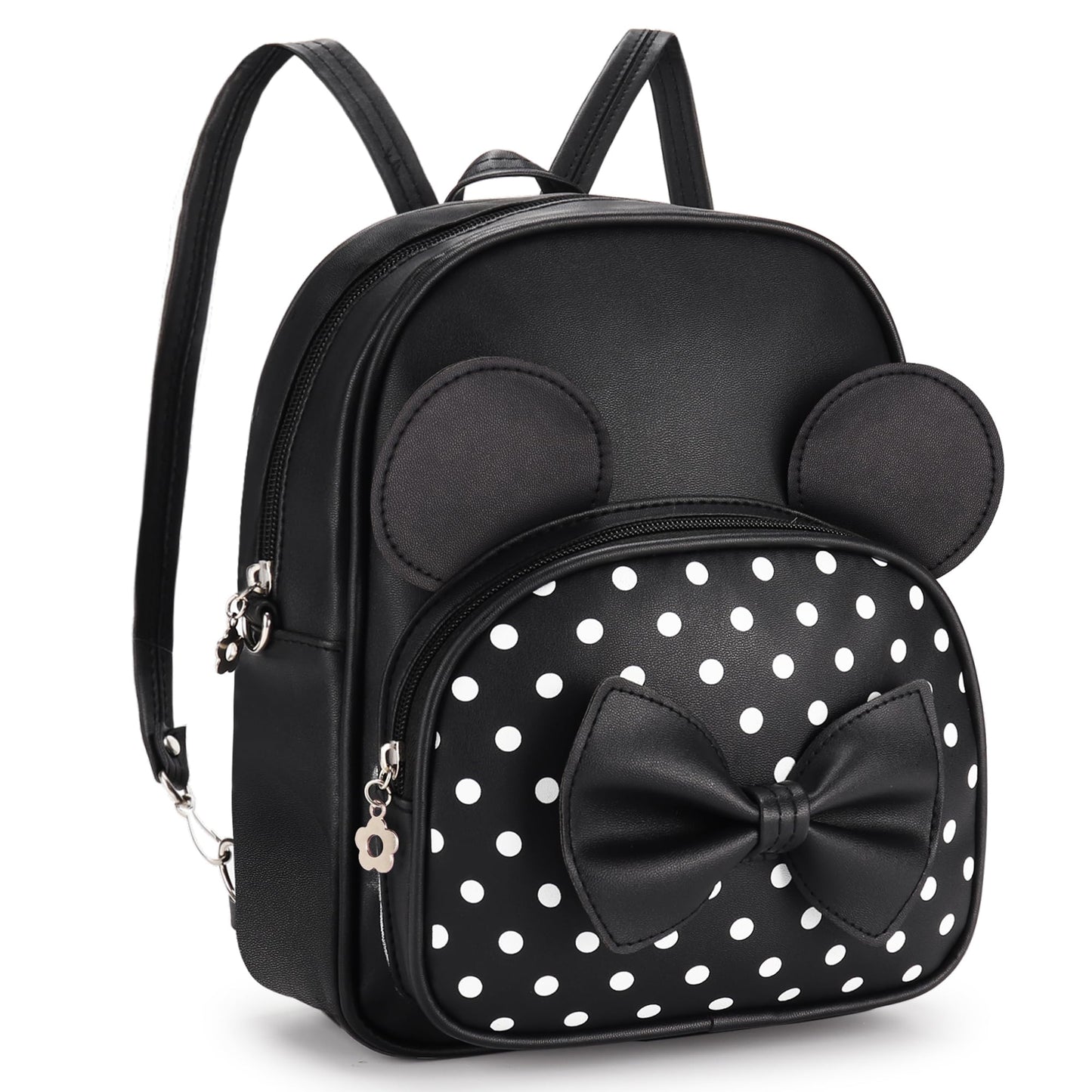 Coziyee Mini Backpack for Girls Women Cute Bowknot Polka Dot Small Mouse Backpack for Kid Toddler Purse Shoulder Bag Daypacks (Black)