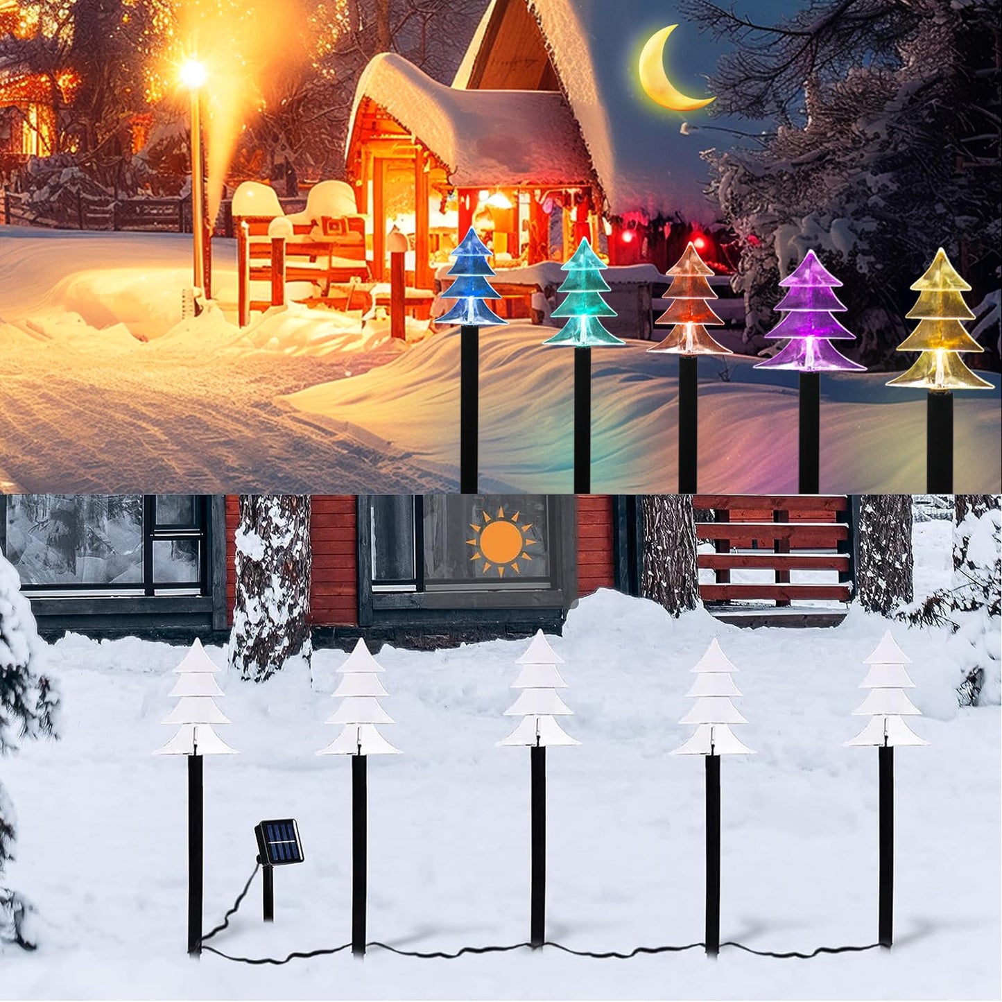 ILLUMINEW Christmas Solar Pathway Lights, Set of 10 Waterproof Landscape Christmas Lights, Stake Xtmas Decorations, LED Lamp for Yard Lawn Patio Walkway Decor