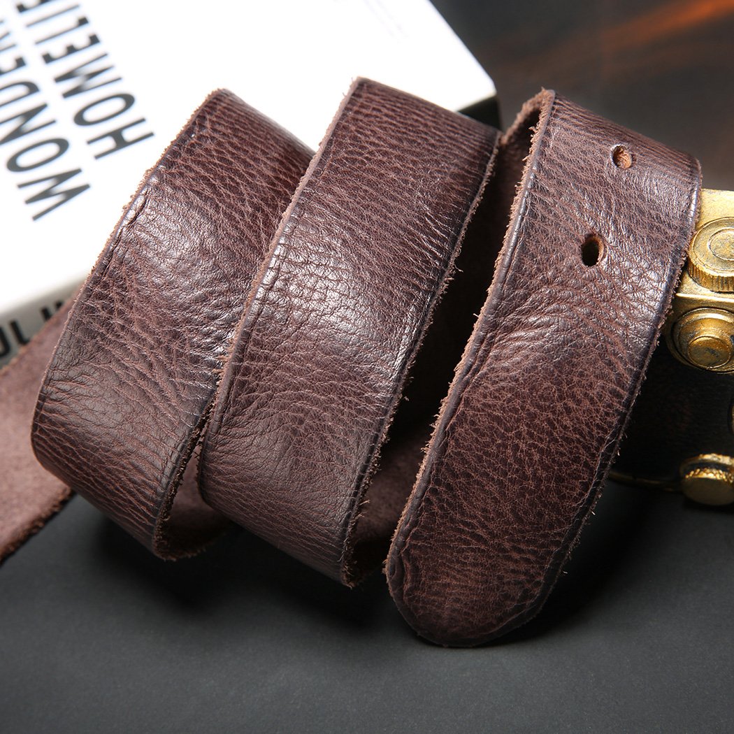 KEECOW Men's 100% Italian Cow Leather Belt Men With Anti-Scratch Buckle,Packed in a Box (1001-brown, 30-33)