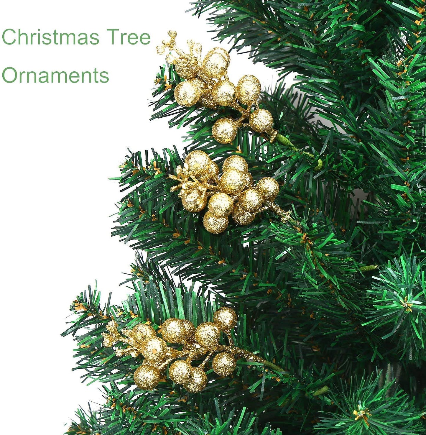 Kubert 15 Pack Christmas Glitter Berries Stems, 8 Inch Artificial Christmas Picks for Christmas Tree Ornaments, DIY Xmas Wreath, Crafts, Holiday and Home Decor (Copper)