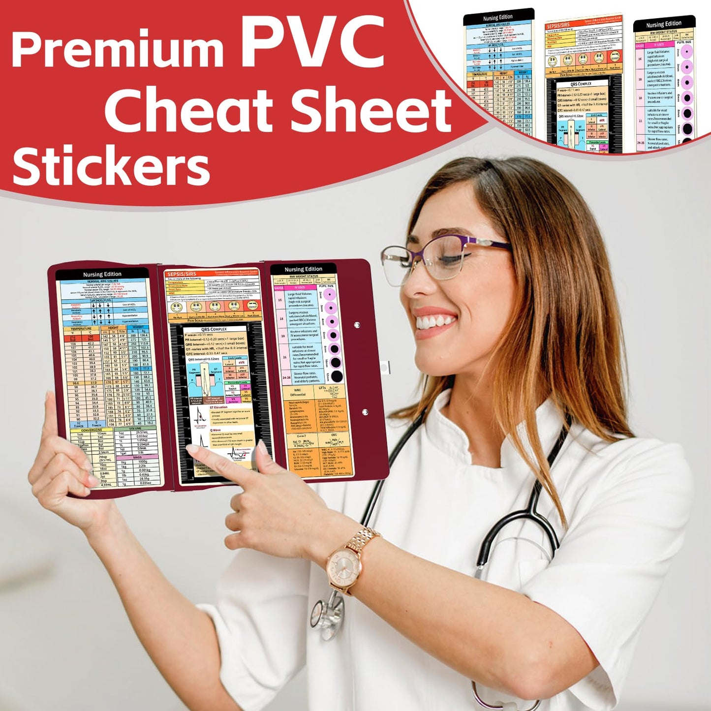 Nursing Clipboard Foldable Nurse Clipboard: Clinical Medical Folding Clip Board with Nursing Edition Cheat Sheets Pocket Size for Nurse Students Doctors Wine Red