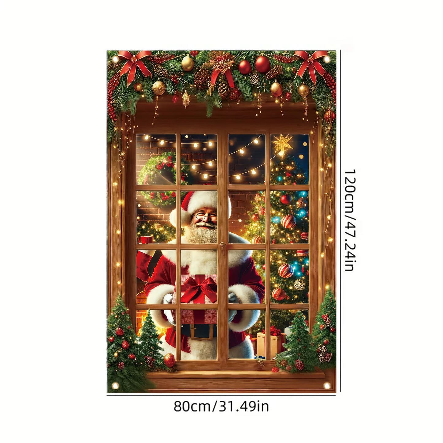 Saoplasa Christmas Santa Window Cover 47x31 Inch Holiday Window Decoration Poster Removable Cling Xmas Santa Claus Mural for Indoor Outdoor Glass Door Living Room Kids Bedroom Christmas Sticker