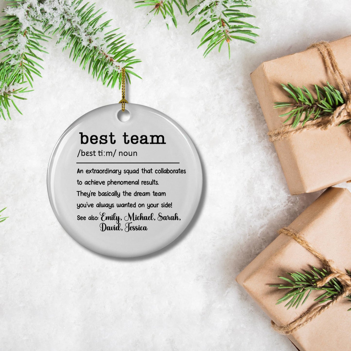 Wrappiness We are Teammates Personalized Ceramic Ornament - Custom Teamwork Ornament for Coworkers, Boss, Employees, Family - Inspirational Office Tree Decor, Holiday Keepsake