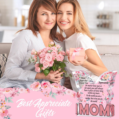 Christmas Gifts for Mom Stocking Stuffers Mother Christmas Gifts from Daughter Son, Mom Birthday Gift Ideas Unique Best Mom Ever Gift New Mama Single Mom Stepmom Butterfly Shaped Acrylic Plaque Sign