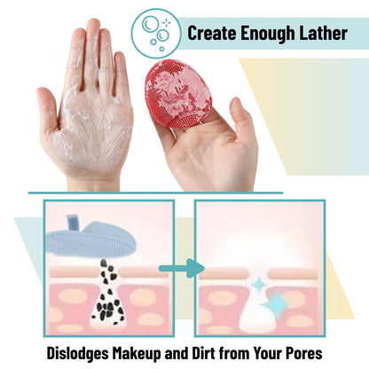 Slick- Silicone Facial Cleansing Brush, 4 Pack, Silicone Face Scrubber Exfoliator