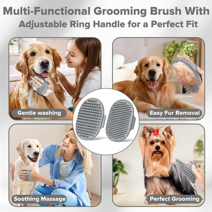 Augwind 6PCS Grooming & Bath Supplies for Dogs, Cats and Horses | Dog Washing Gloves | Dog Bath Brush | Dog Shower Brush | Pet Grooming Gloves | Dog Grooming kit | Pet Supplies (Grey)