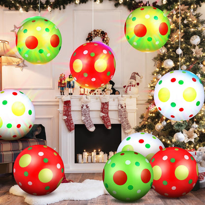 Jetec 12 Pcs Christmas Inflatable Balls 12 Inch Light Up Giant Inflatable Christmas Decorations Lime Green PVC Blow Up Xmas Large Hanging Ball Ornaments for Tree Porch Lawn Yard Holiday Outdoor Decor