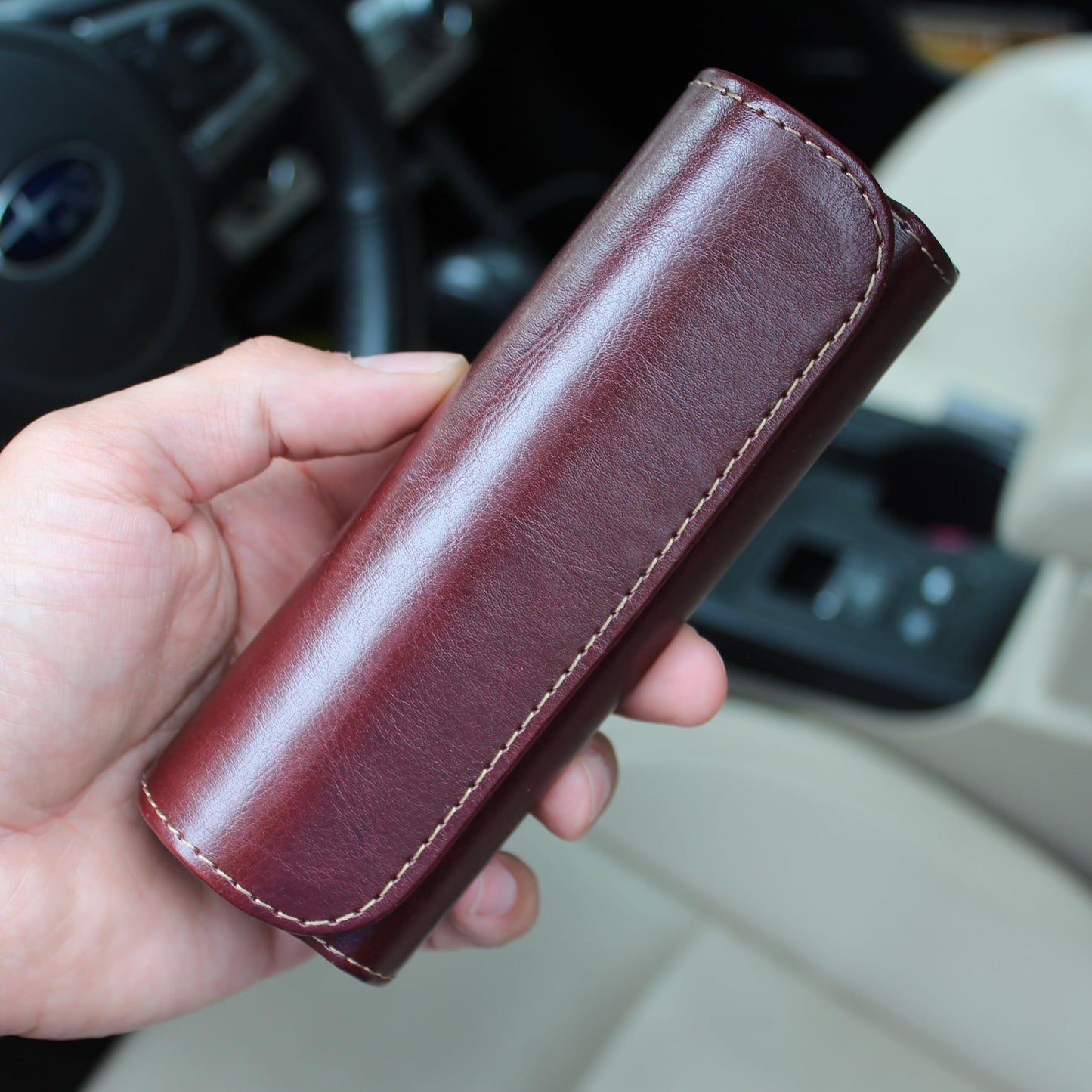 Orsus PU Leather Reading Glasses Hard Case Brown, Narrow Eyeglass Holder with Magnetic Closure & Felt Lining B10BR