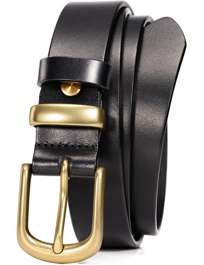 WOLFANT Womens Belts for Jeans in Gift Box,1.1" Ladies Belt with Gold Buckle,100% Italian Full Grain Real Solid Leather