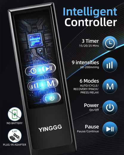 YINGGG Air Leg Massager with Compression: Professional Full Compression Boots with Adjustable 9 Intensities, Leg Massager for Circulation and Fatigue Relief for Post-Workout(Medium)