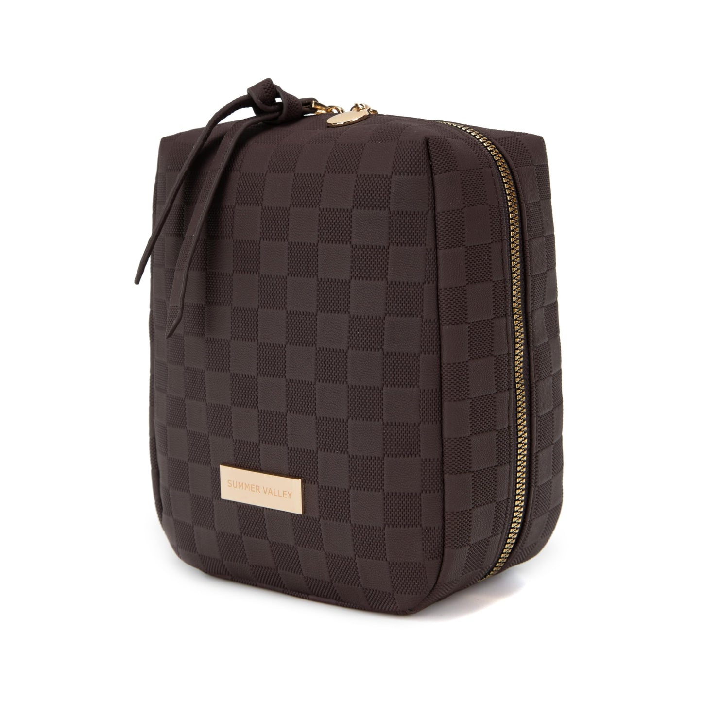 YDR Makeup Bag Small Capacity Lipstick Organizer Portable Travel Toiletry Bag PU leather Portable Makeup Case (Cosmetic-1-Brown)