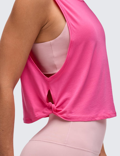 CRZ YOGA Pima Cotton Dropped Armhole Tank Sonic Pink X-Small
