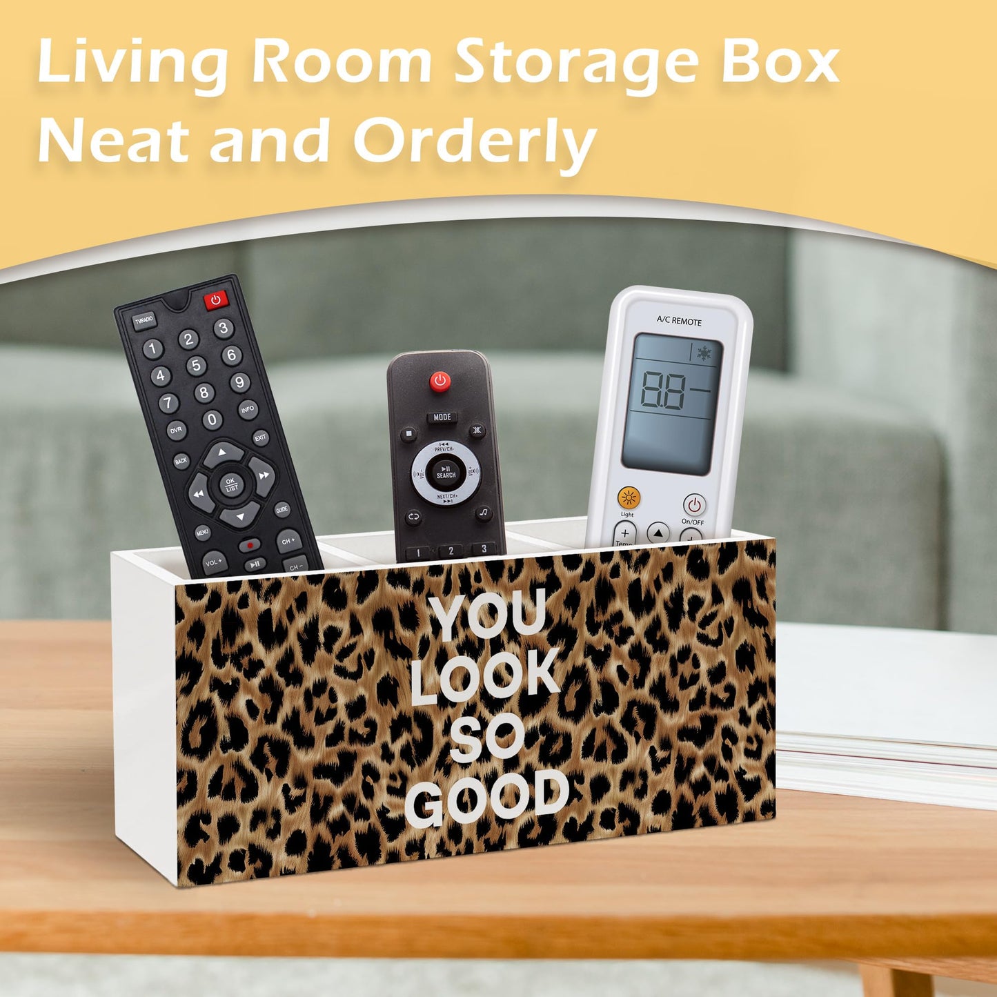 Foyoulame Inspirational Leopard Print Pen Pencil Holder, Cheetah Desk Accessories, Trendy Leopard Print You Look So Good Wooden Pen Pencil Organizer for Y2k Room Dorm Desk Decor