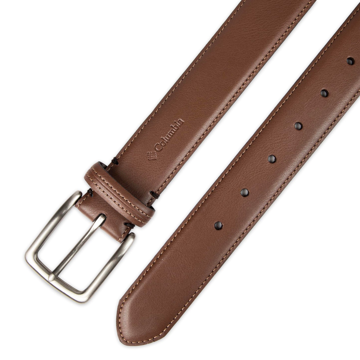 Columbia Men's Trinity Logo Belt-Casual Dress with Single Prong Buckle for Jeans Khakis