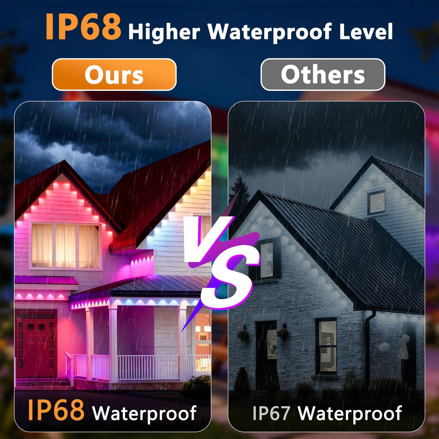 Permanent Outdoor Lights Pro, 100ft with 60 RGB+IC LED Lights for House, 75 Scene Modes,IP68 Waterproof Eave lights Compatible with Alexa, Google Assistant for Halloween Christmas Outdoor Daily Decor