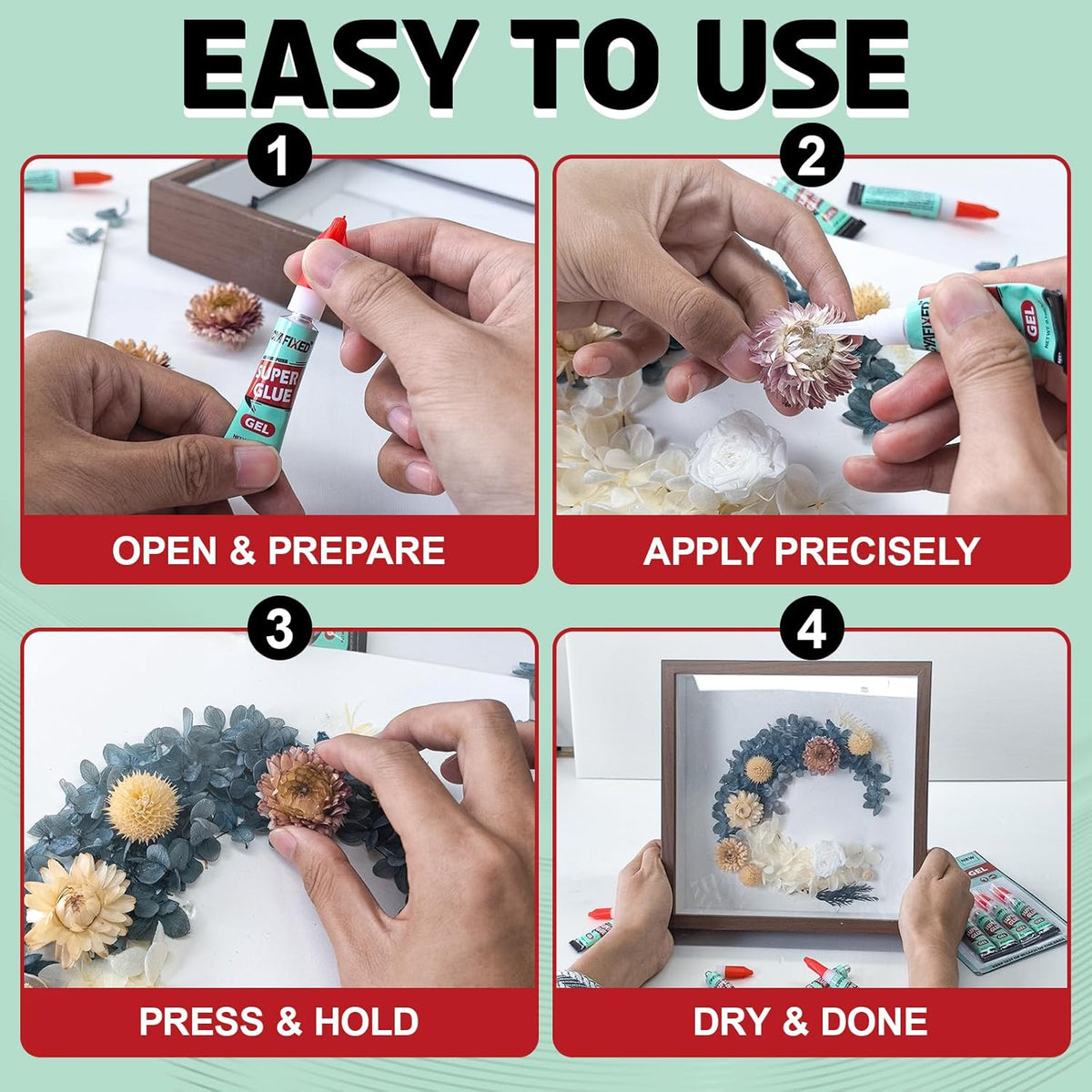 Super Glue Gel Clear for Wood Plastic Metal, Instant Superglue All Purpose Multipack Cyanoacrylate Adhesive Repair Ceramic Model Leather Rubber Glass Pottery, Strong Bonding Single Use Glue Minis