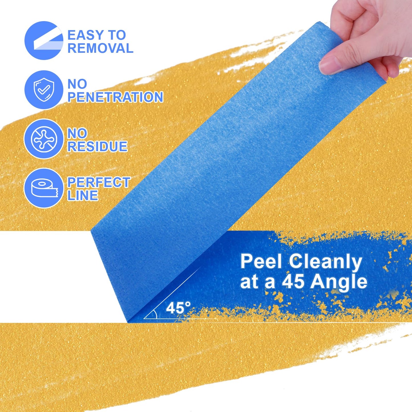 NEOACT 3 Rolls Blue Painters Tape 3 Inches,55 Yards Masking Tape No Residue Blue Tape Wide Roll for Wall Painting,Home Improvement,Packing,DIY Craft Arts