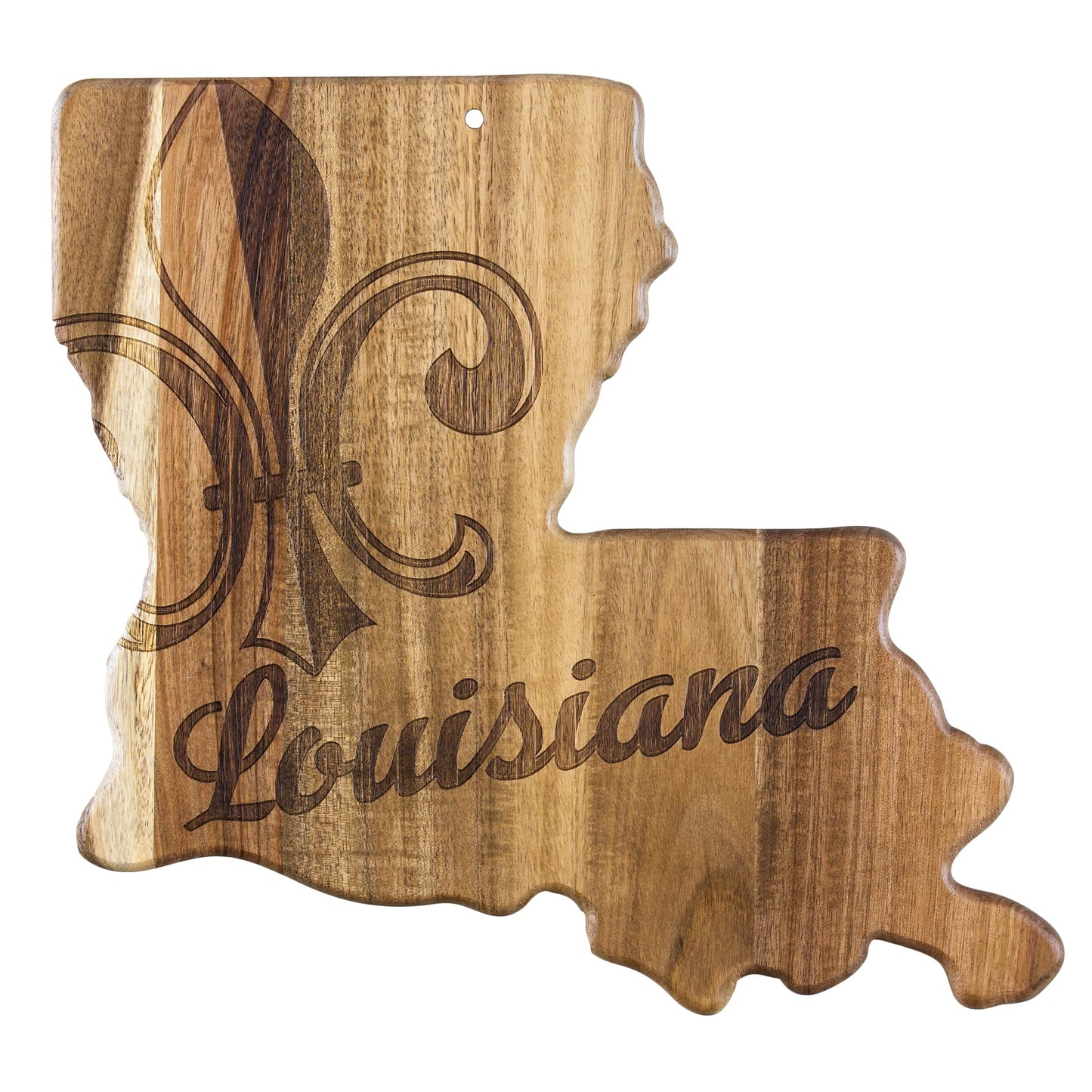 Totally Bamboo Rock & Branch Origins Series Louisiana State Shaped Cutting Board and Charcuterie Serving Tray, Includes Hang Tie for Wall Display