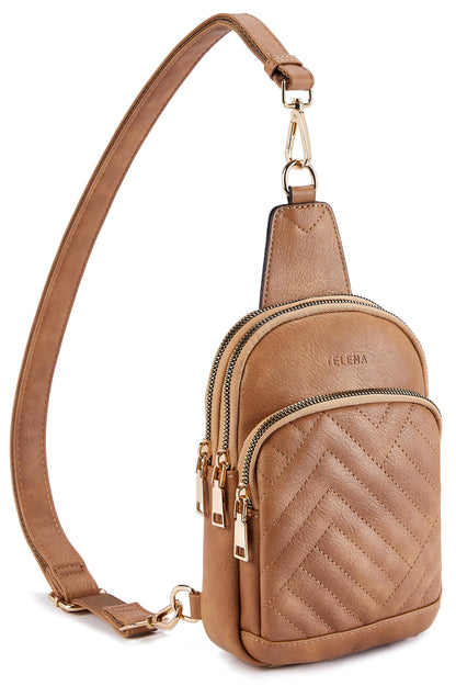 Telena Crossbody Sling Bags for Women, PU Leather Fanny Packs Cross Body Bag for Woman