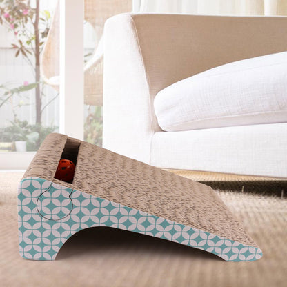PrimePets Cat Scratcher Cardboard with Catnip, Removable Cat Scratching Pad with Ball, 2-in-1 Corrugated Cat Scratch Lounge Sofa Refill