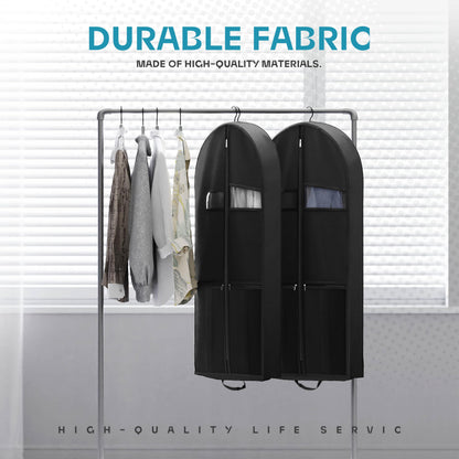 Lazebox 43" Travel Garment Bag with Accessories Zipper Pocket, Heavy Duty Suit Bag for Suits, Tuxedos, Dresses, Coats, Black, 1 pack